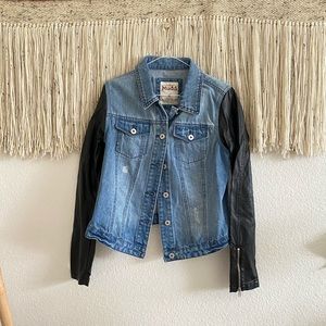 Mudd Blue Jean and Faux Leather Sleeve Jacket